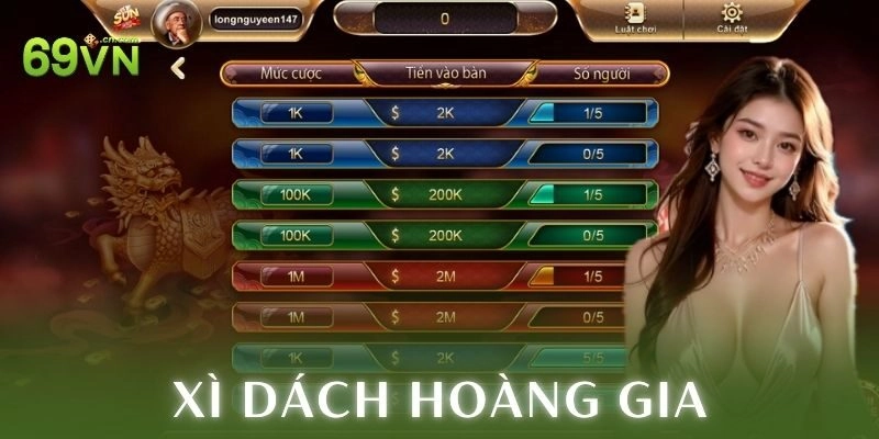 Ví dụ thực tế về cách chơi xì dách hoàng gia